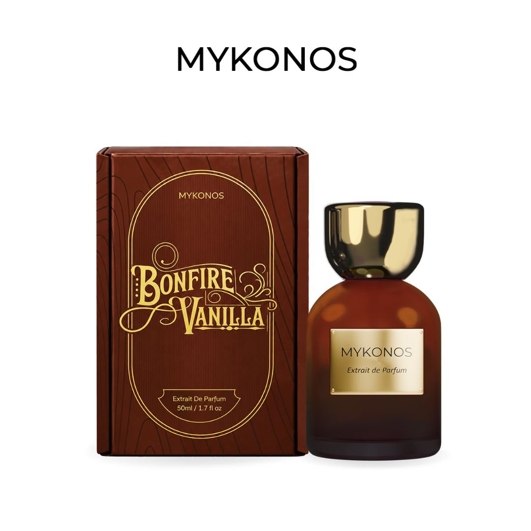 Mykonos Bonfire Vanilla Extrait de Parfum – bottle and box