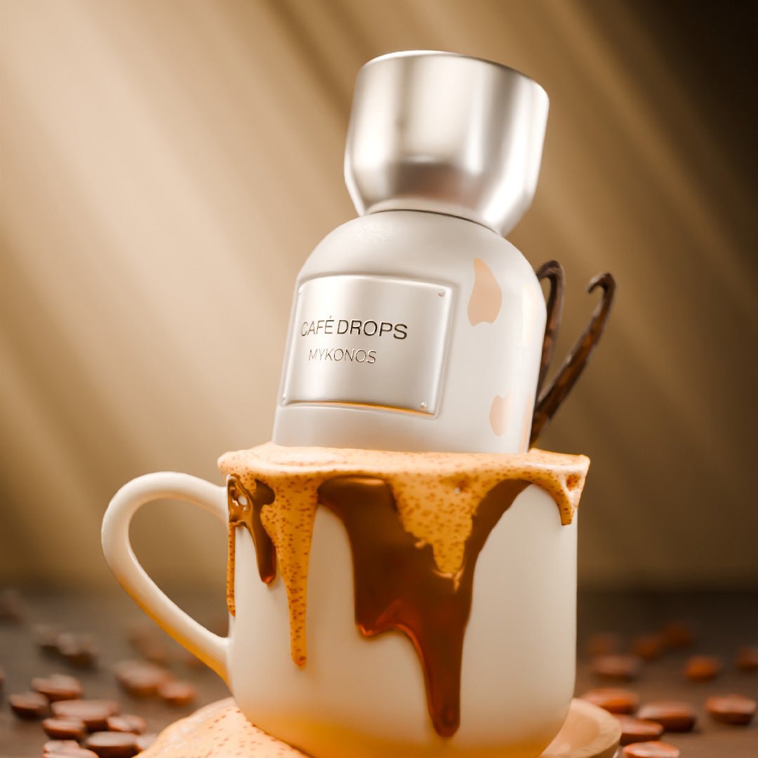 Mykonos Cafe Drops Extrait de Parfum – styled shot 1
