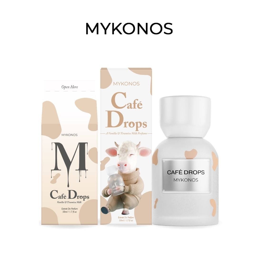 Mykonos Cafe Drops Extrait de Parfum – bottle and box