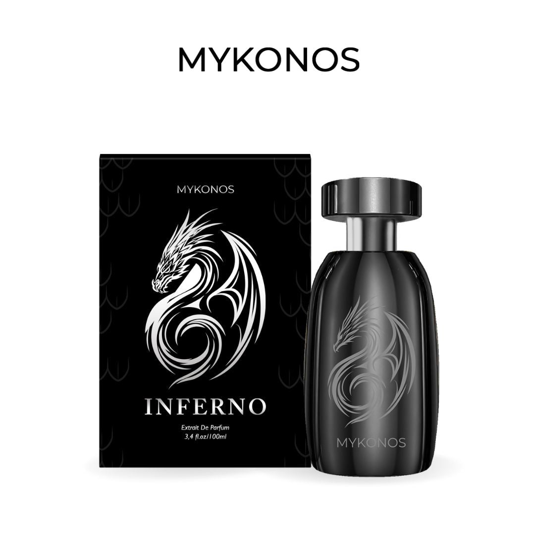 Mykonos Inferno Extrait de Parfum – bottle and box