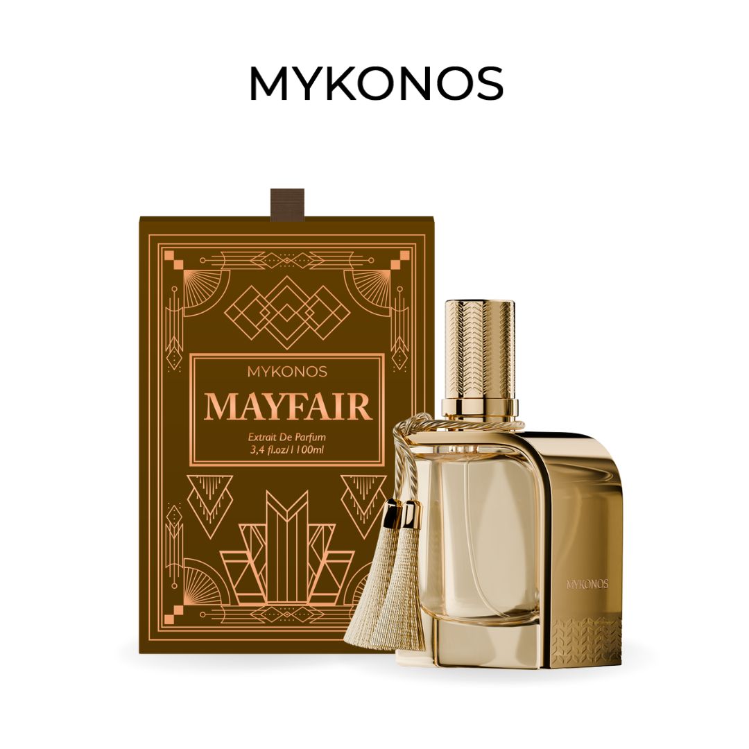 Mykonos Mayfair Extrait de Parfum – bottle and box