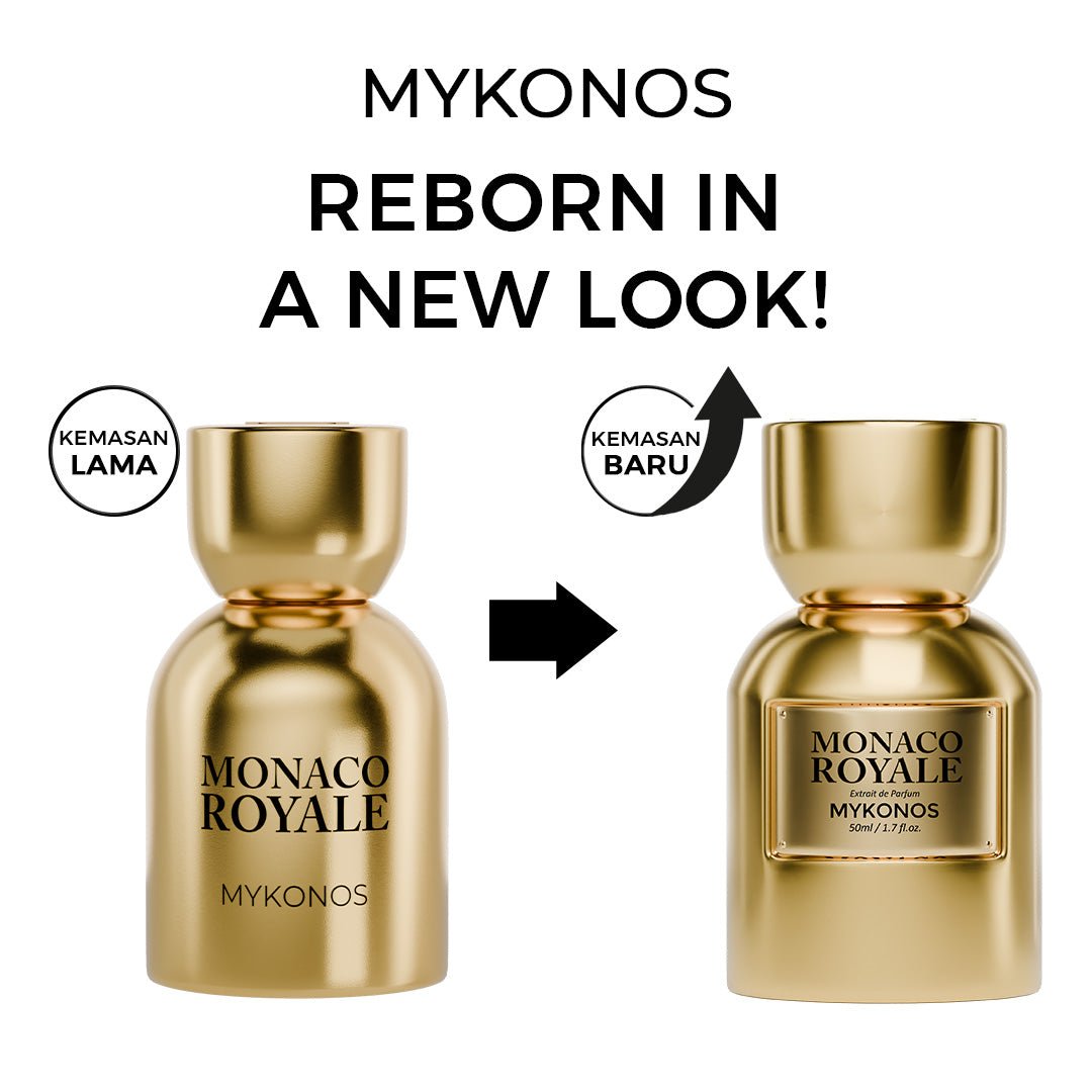Mykonos Monaco Royale Extrait de Parfum – old and new bottle