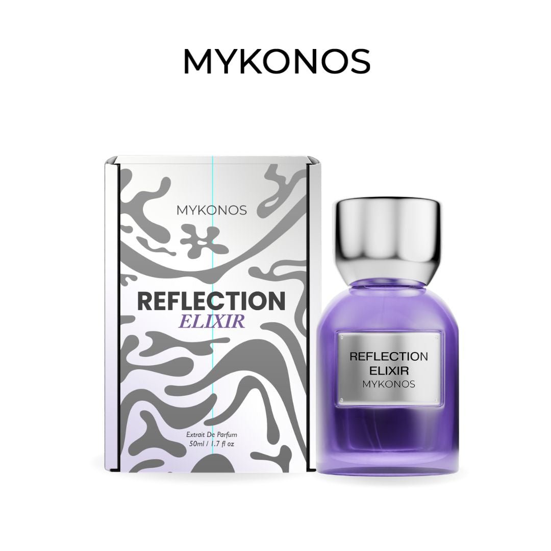 Mykonos Reflection Elixir Extrait de Parfum – bottle and box